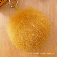 Hot Selling fox pom pom fur ball keychain designer